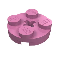 Plate Round 2 x 2 with Axle Hole Type 1 (+ Opening) / Dark Pink