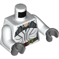 Lego Torso Jumpsuit with Dark Bluish Gray Belt and Harness Print, White Arms, Dark Bluish Hands / White