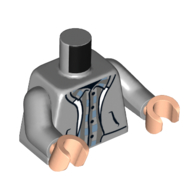 Lego Torso Hoodie, Dark Bluish Grey Plaid Shirt print, Light Bluish Gray Arms, Light Nougat Hands / Light Bluish Gray