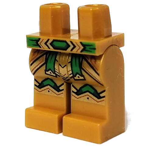 Lego Hips and Pearl Gold Legs with Green Belt and Knee Pads print / Pearl Gold