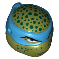 Lego Minifig Head Special, Ninja Turtle with Blue Mask and Dark Green Spots, Closed Mouth Print (Leonardo) / Olive Green