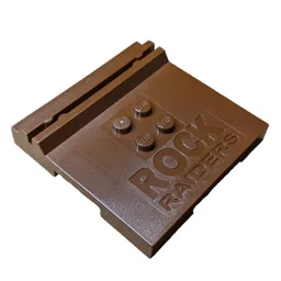 Plate Special 6 x 6 x 2/3 with 4 Studs and Embossed 'Rock Raiders' / Brown