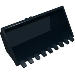 Construction Vehicle Bucket 4 x 8 with Locking 2 Finger Hinge, Flat Inside / Black