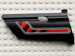 Technic, Panel Fairing #21 Large Long, Small Hole, Side B with Red / Black Diagonal Stripe Bent Pattern (Sticker) - Set 8285