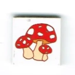 Tile 2 x 2 with Toadstool (Mushroom) Cluster Print / White