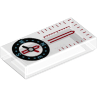 Lego Tile 1 x 2 with Compass Print / Trans-Clear