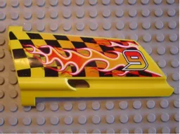 Technic, Panel Fairing #21 Large Long, Small Hole, Side B with '9' and Flame Pattern (Sticker) - Set 8376