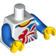 Lego Torso Gymnast Leotard with Large Red and Blue Team GB Logo Print, Blue Arms, Yellow Hands / White
