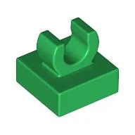 Tile Special 1 x 1 with Clip with Rounded Edges / Green