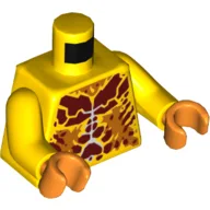 Torso, Bare Chest with Dark Red Spots and Orange Patches Print, Yellow Arms, Orange Hands