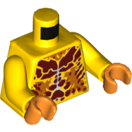 Lego Torso Bare Chest with Dark Red Spots and Orange Patches Print, Yellow Arms, Orange Hands / Yellow