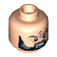 Lego Minifig Head Corsairs of Umbar, Dual Sided, Beard, Tattoo and Eyebrow Ring Angry / Surprised Print [Hollow Stud] / Light Nougat