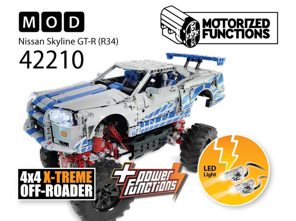 Lego 42210 Fast & Furious 2 Nissan Skyline GT-R (R34) Off-Roader RC MOD for Power Function Motors