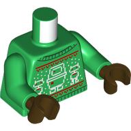 Lego Torso, Ugly Christmas Sweater, GONK Droid, BD-72 print, Red Bows print, Green Arms, Dark Brown Hands / Green