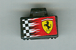 Lego Minifigure, Utensil Briefcase with Checkered Ferrari Logo Pattern on Both Sides (Stickers) / Black
