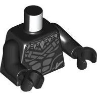 Torso, Dark Bluish Grey Black Panther Armor, Silver Crystals Necklace, Black Arms and Hands / Black