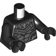 Lego Torso, Dark Bluish Grey Black Panther Armor, Silver Crystals Necklace, Black Arms and Hands / Black