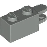 Hinge Brick 1 x 2 Locking with 2 Fingers Horizontal End, 9 Teeth / Light Gray