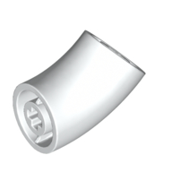 Lego Brick Round 2 x 2 D. Tube with 45° Elbow and Axle Holes (Crossholes) at Each End [SHORT] / White