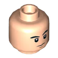 Minifig Head, Eyebrows, Chin Dimple, Frown / Angry Print / Light Nougat