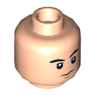 Lego Minifig Head, Eyebrows, Chin Dimple, Frown / Angry Print / Light Nougat