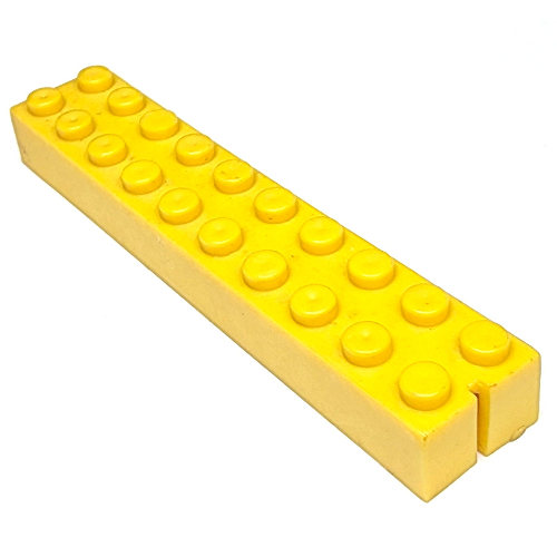 Lego Brick 2 x 10 without Bottom Tubes, 1 End Slot / Yellow