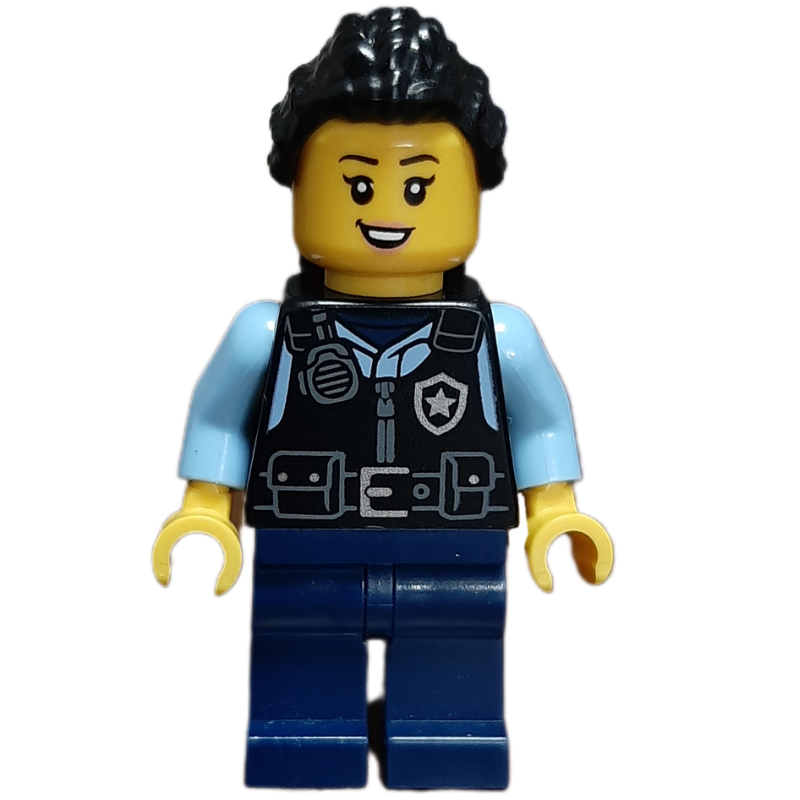 Lego Police Officer - Black Torso, Dark Blue Legs, Black Hair