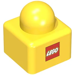 Primo Brick 1 x 1 with Lego Logo Print / Yellow