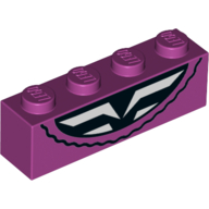 Lego Brick 1 x 4 with White Rib Cage Under Dress print / Magenta