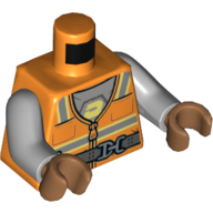 Lego Torso Safety Vest, Dark Bluish Grey Belt, Sand Blue Undershirt Print, Light Bluish Gray Arms, Medium Nougat Hands / Orange