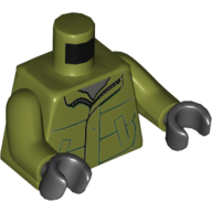 Lego Torso Coat with Pockets and Open Collar Print, Olive Green Arms, Black Hands / Olive Green