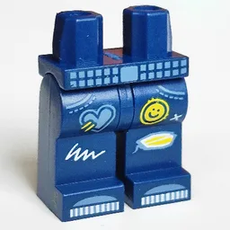 Hips and Dark Blue Legs with Sand Blue Belt, Pockets, Boots, Heart and Yellow Smiling Face Print / Dark Blue