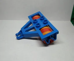Duplo Farm Plow Type 1, Roller Holder with Red Duplo Farm Plow Type 1, Roller Attachment, Smooth with Yellow Cylindrical Stripe Pattern (4828 / 31035pb01)