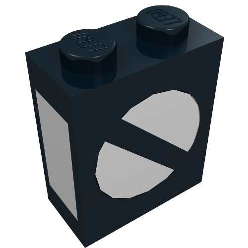 Lego Brick 1 x 2 x 2 with Inside Axle Holder with Train Point Print / Black