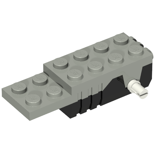 Lego Light Gray Pullback Motor 6 x 2 x 1 1/3 with Black Base, White Shafts (Motor 1) / Light Gray