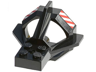 Lego Propeller Housing with Red and White Danger Stripes Pattern (Stickers) - Sets 1782 / 6441 / 6442 / 6557 / 6559 / 6560 / 6599