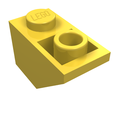 Lego Brick Sloped Inverted 45° 2 x 1 [Old Type with Small Stud Hole] / Yellow