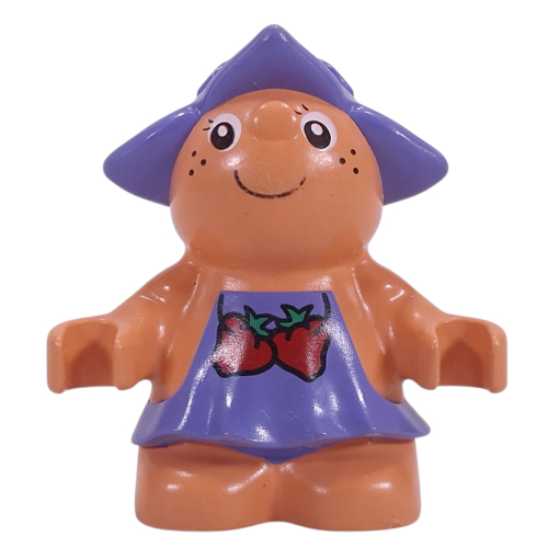 Lego Duplo Figure Little Forest Friend, Female, Medium Violet Dress with Strawberries Print (Jingle Bluebell) / Nougat