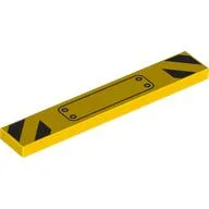 Tile 1 x 6 with Warning Stripes, Ribbited Plate Print / Yellow