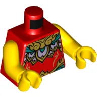 Torso, Armor, Gold, Lavender, and Dark Turquoise Panels Print, Yellow Arms and Hands / Red