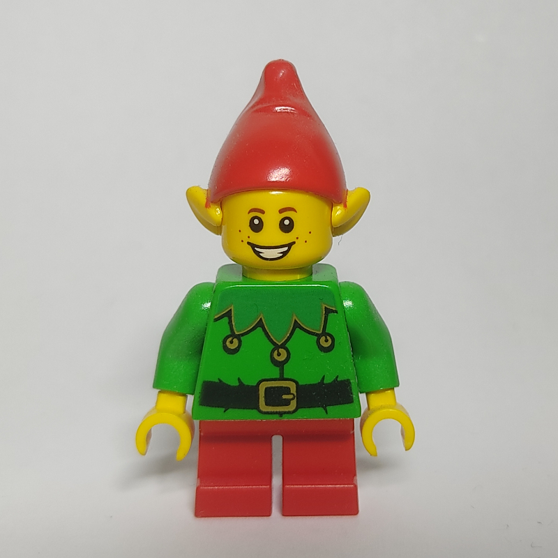 Lego Elf - Bright Green Torso, Red Legs, Red Hat