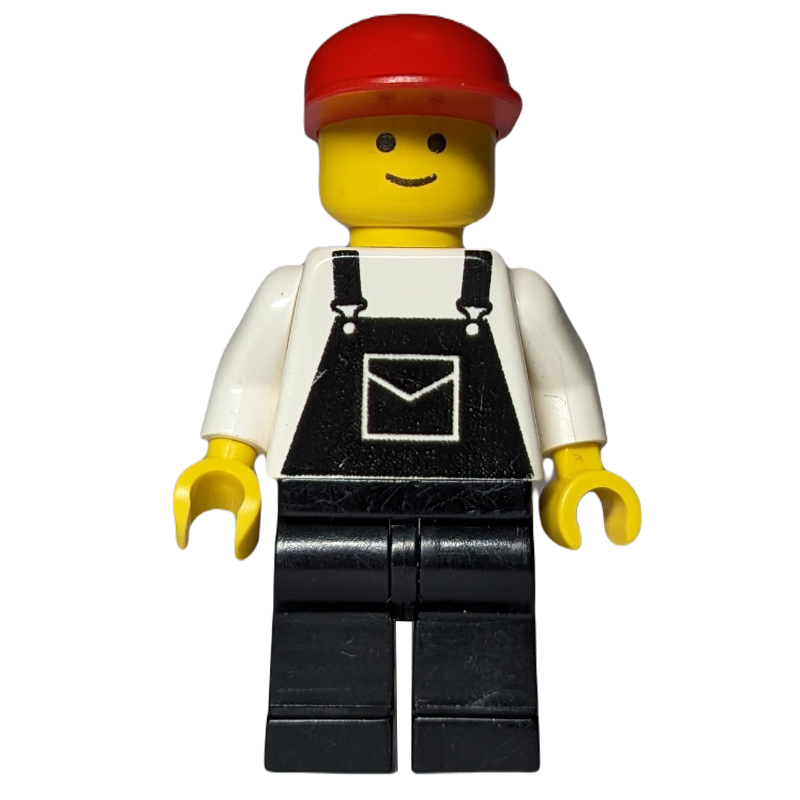 Lego Man, Black Overalls, Red Cap (3626a Head)