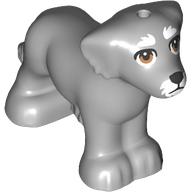 Lego Animal, Dog Big with White Eyebrows, Nose, Black Eyes print / Light Bluish Gray