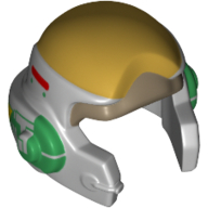 Lego Helmet Rebel with Check Protectors with Green Ear Pieces Print / Light Bluish Gray