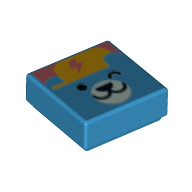 Lego Tile 1 x 1 with Bear with Bright Light Orange Cap print / Dark Azure