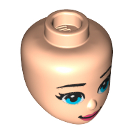 Lego Minidoll Head Medium Blue Eyes, Coral Lips / Light Nougat
