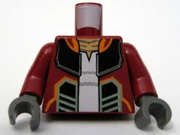 Torso SW Open Jacket with Black, Orange and Sand Green Lines and Pony Tails on Back Pattern (Hondo Ohnaka) / Dark Red Arms / Dark Bluish Gray Hands