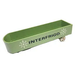 HO Scale Mercedes Refrigerated Trailer, Single Axle, 'Interfrigo' and White Snowflakes Print / HO Olive Green