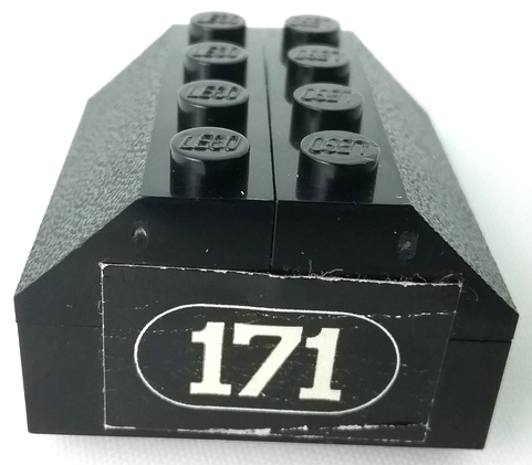 Lego Stickered Assembly 4 x 4 x 2 with White '171' with Border on Black Background Pattern (Sticker) - Set 171