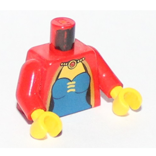 Lego Torso Corset, Blue with Necklace Print (Maiden), Red Arms, Yellow Hands / Red